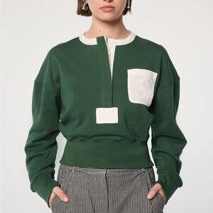 The Line by K Green and White Sweatshirt